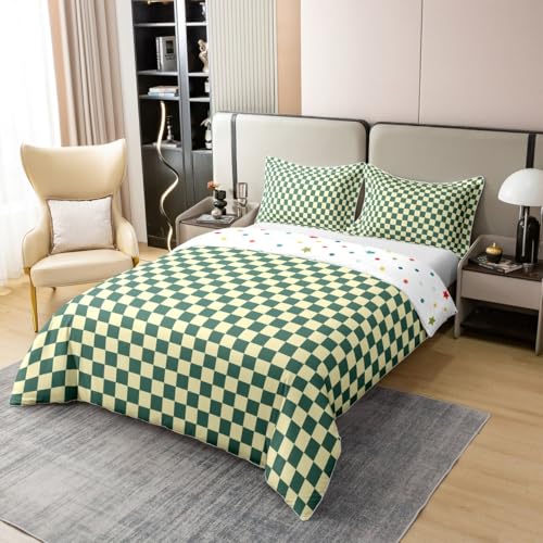 Housse de couette King Size 100% coton | Parure de lit douce à carreaux