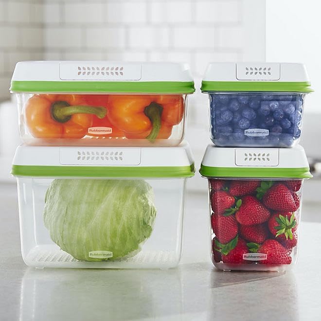 Miniatura 2 de Rubbermaid FreshWorks - Recipientes de almacenamiento medianos y grandes, con tapas, juego de 8 piezas