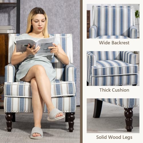 Sillón vintage azul con brazos y patas de madera miniatura 5