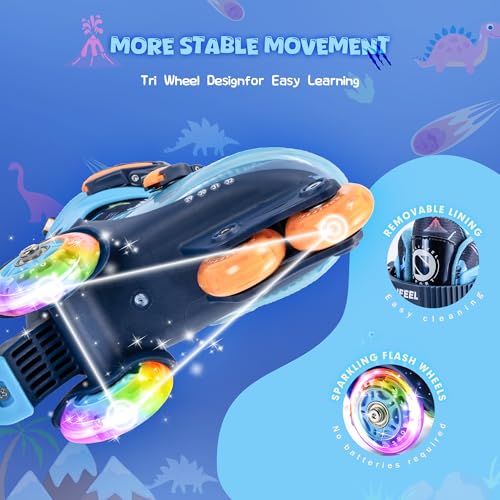 SULIFEEL Adjustable Roller Skates for Girls Boys Kids,Fun Illuminating Light Up Flash Wheels Three-Point Type Balance Suitable for Beginners Indoor Roller Skating by SULIFEEL - Image 4