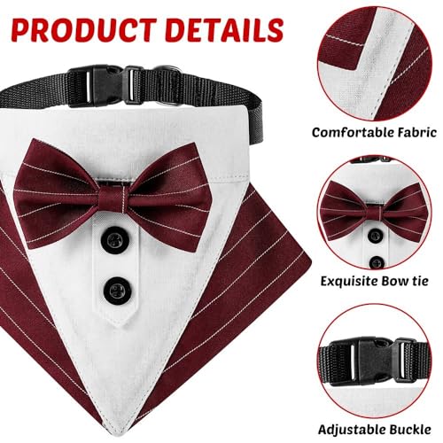 Hund Smoking Bandana Halsband, Verstellbar Haustier Fliege Bandana Haustier Hochzeitshalstuch mit Fliege für Hochzeit Geburtstag Weihnachten