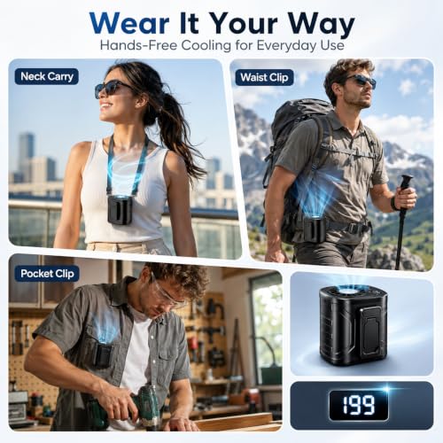 Image of ARCTICOOL Waist Fan Portable Fan with over 24H Working Time, 13000RPM Strong Airflow Wearable small Belt Fan Personal Waist Clip for Clothes Work Hiking Outdoor Jobsite