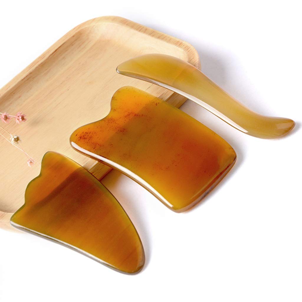 YXCKG 3 Stück Gua Sha Kratzmassagegerät, Natürliches hautstraffendes Gesichtsmassagegerät, Handgemachte Multi-Form entfernen Falten Beauty Set, Körpermassage-Tool für Akupunktur (Size : Square-5mm)