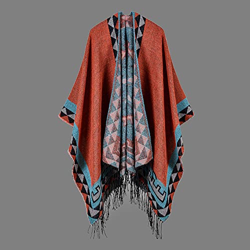 WENZI Boho Mulheres Malha Shawl Poncho Faux Cashmere Padrão Geométrico Tassel Oversized Warm Long Ca