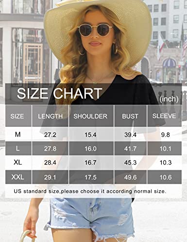 Messic Women Blouses Ruffled Short Sleeve Tunic Shirts Chiffon Work Clothes For Women Office Summer Business Casual Top Cute Dressy Tops For Wedding V Neck Boutique Clothes To Hide Tummy Black,M #TOP5