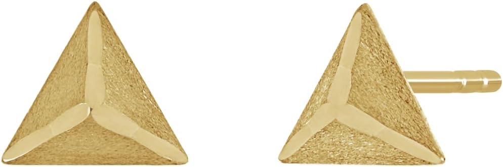 Bony Levy - 14K Yellow Gold Brushed Pyramid Stud Earrings