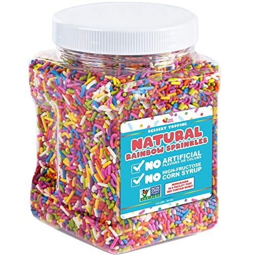 Dye Free Sprinkles – NATURAL Rainbow Sprinkle – No Artificial Dyes – 1.5 Pounds – 100% Natural, Vegan, Lactose Free, Bulk – Kid Friendly
