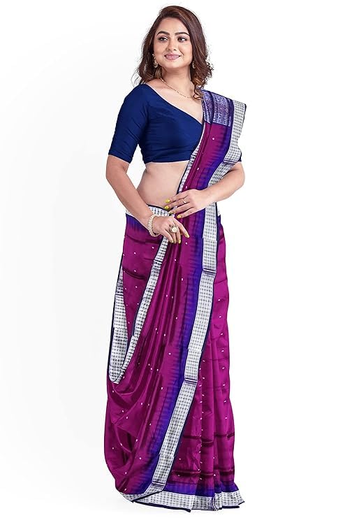 Image of Handmade Pure Bomkai Silk Saree Khandua Natural Silk Ikkat Saree For Women /Ethnic Wear /Traditonal Saree /Handloom Saree With Regular Fit Blouse Piece