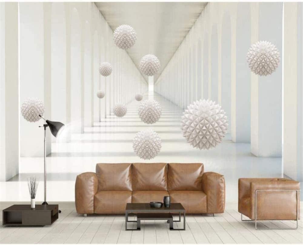 Selbstklebende Tapete Kugel Kreis Geometrisch Abstrakter Raum 3D Fototapete Wandbild Motiv Abziehen Und Aufkleben Wandfoto 3D Tapetenkleister Wohnzimmer Die Wand Für Schlafzimmer Wand 400(B)x280(H) cm
