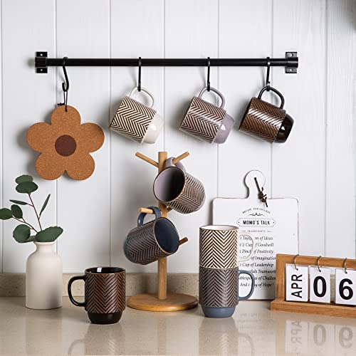 Gbhome 12Oz Stackable Coffee Mugs, Ceramic Coffee Mugs With Large Handle For Man,Woman,Mom,Dad, Modern Coffee Mugs Set Of 4 For Latte/Cappuccino/Cocoa. Dishwasher&Microwave Safe, Multi-Color #TOP6