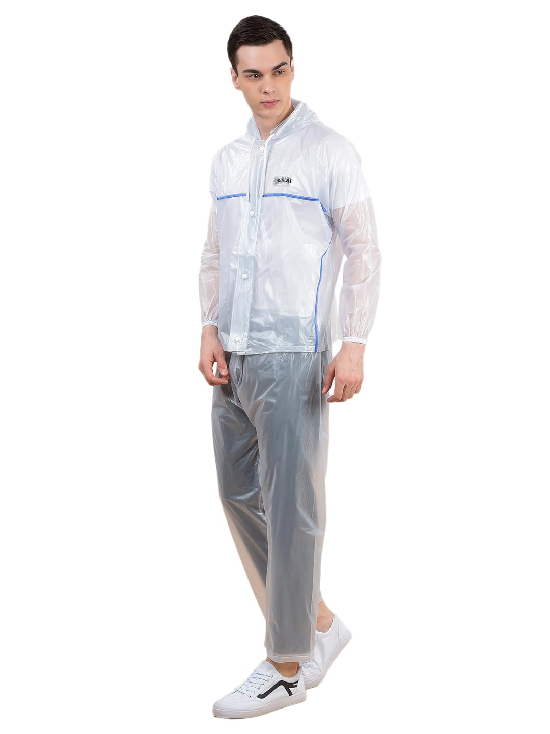 dollar Unisex PVC Waterproof Raincoat Jacket & Pant Set | Zipper & Button Closure | Adjustable Hood & Pocket | Lightweight Full Body Rain Suit for Men & Women-picture-20