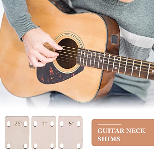 Guitar Neck Shims: 3Pack Guitar Shims, Shim Made Of Canada Solid Maple Wooden, Neck Shim For Guitar And Bass Repair Guitar Neck Gasket Shaped 0.25 0.5, 1 Degree #TOP3