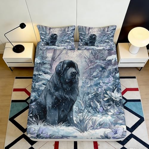 Drap-housse loup 90x200x25cm en microfibre douce imprimé 3D pour lit une place
