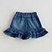 TIBE PINCESS Girls Denim Shorts 2 Layers Ruffles Lace Kids Fashion Skirt Shorts Summer Beach Sports Shorts Dark Blue Size 12-24 Months