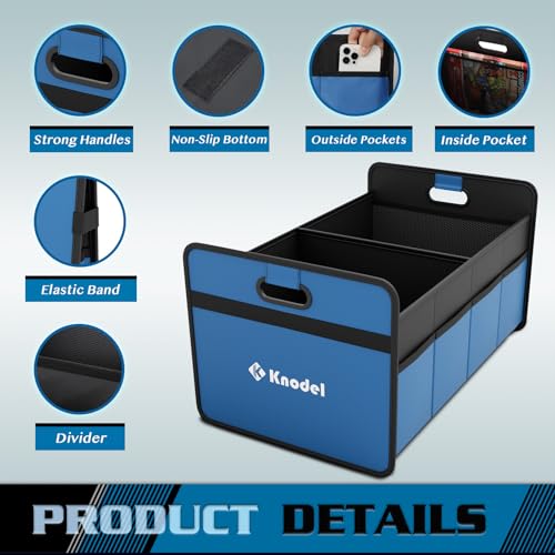 Image of K KNODEL Foldable Trunk Storage Organizer for Car and Suv (Medium, Blue) | Collapsible Car Storage Organizer, Car Organizers and Storage for Sedan, Cargo Organizer, Car Bin, Basket,Bag, Organization