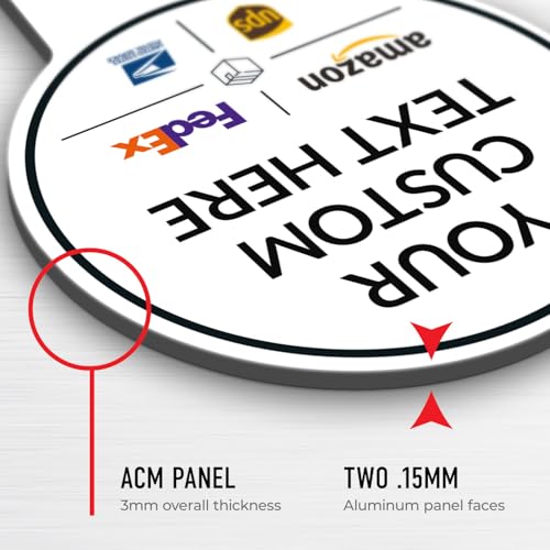 Image of Custom Package Delivery Sign, Delivery Instructions, 7x13 Inches Round Shape, Aluminum Composite Made in USA by Sigo Signs