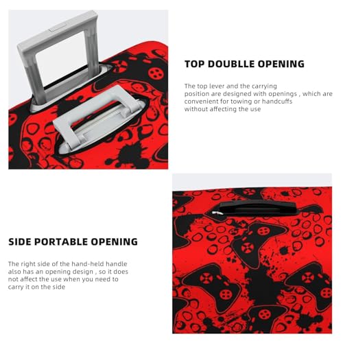 Game Joystick On Red Background Luggage Suitcase Covers Elastic Washable Game Theme Luggage Protector Travel Suitcase Protective Cover For Kid And Adult, S (Fit 18-21 Inch Luggage)4