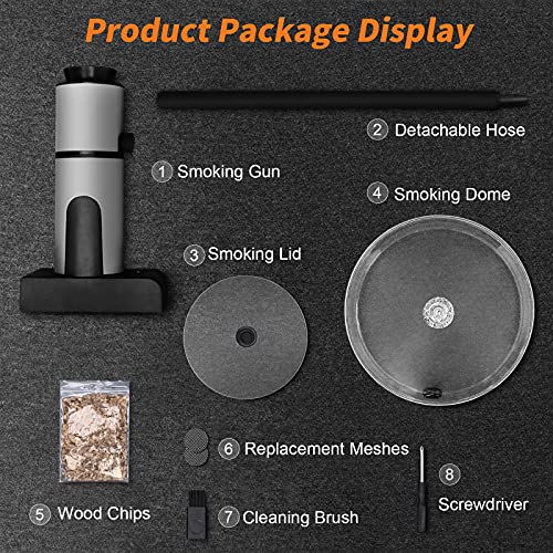 Foneta Smoking Gun Cocktail Smoker Kit With Wood Chips, Dome & Cup Lid, Portable Indoor Smoke Infuser For Food Cooking, Cocktail Drinks, Whiskey, Steak, Salmon, Cheese, Bbq And Pizza #TOP5