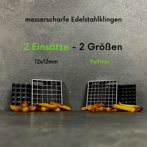 Topcroft Pommesschneider Edelstahl, 2 Schneidegrößen für individuelle Pommesdicke, Rutschfester Vakuumfuß, Gemüseschneider für einfachen & gesunden Pommesgenuss, Pommespresse, Frittenschneider – Bild 4