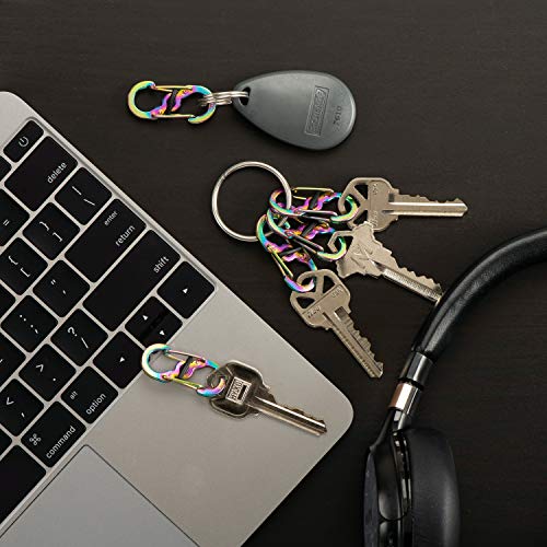 Image of Nite Ize S-Biner MicroLock Stainless Steel - Micro-Sized Dual Carabiner for Keys, Pet Tags & Small Accessories - Center Locking Lever - Twist-to-Lock