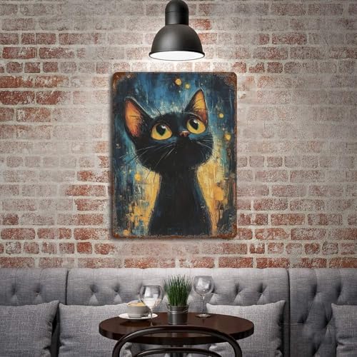 Chat noir en métal : décoration murale rétro durable pour cuisine chic - 4