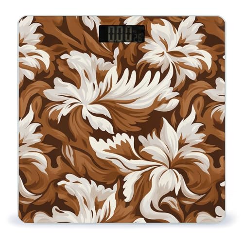 Báscula digital de baño con diseño marrón y blanco miniatura 1