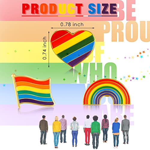 Image of MTLEE 48 Pieces Gay Pride Pins Rainbow Lapel Pins Bulk Handmade Brooch Lgbt Accessories for Men Women Clothes Bag