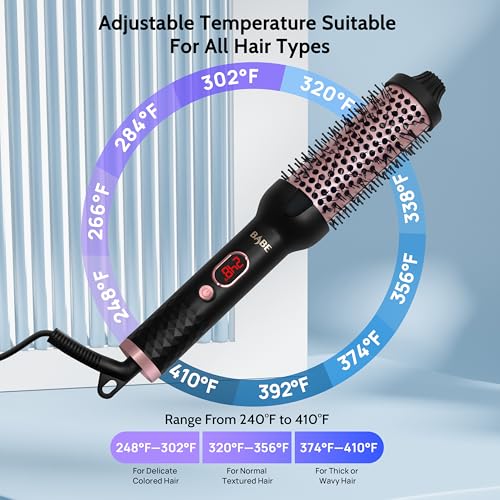 Babe Ceramic Thermal Brush: 10 Temperature Settings & Fast Heating for Quick Blowouts