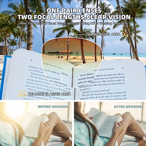 Ladeesse Bifocal Sunglasses For Women Cateye Stylish Reading Glasses 2 Pack Uv400 Magnifying Readers Glasses +2.5 #TOP2