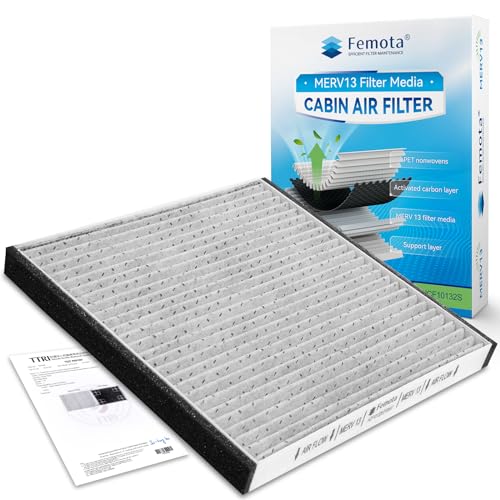 Femota Certified MERV 13 Cabin Air Filter with Activated Carbon, CF10132 (CP132) for Toyota Avalon, Sienna, Camry, Solara; Lexus ES330, GX470, RX350, RX400h.