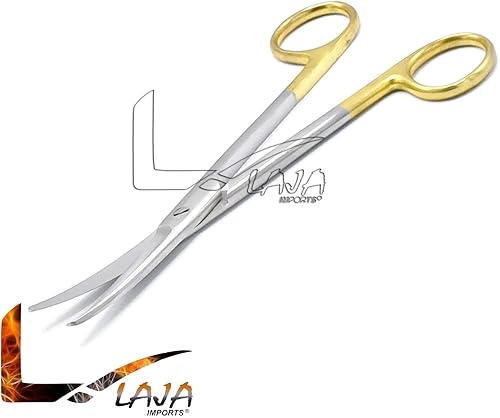 Miniatura 4 de Tijeras de disección Mayo insertadas de carburo de tungsteno TC de 6.75 pulgadas, puntas romas curvadas (marca LAJA IMPORTS )
