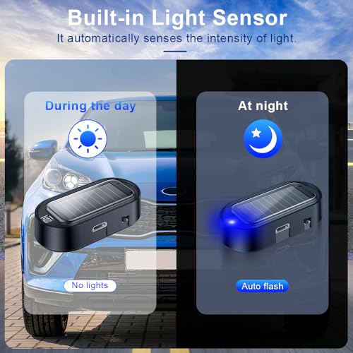 image for ELECTOP Car Solar Power Simulated Dummy Alarm, Anti-Theft LED Flashing