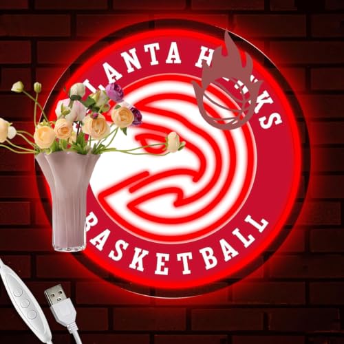 Image of Basketball Team Neon Sign, Sport Light Up Dimmable Basketball Team Logo Hanging USB Powered Led Neon Sign for Wall Decor, Bedroom, Man Cave, Party, Birthday Party Christmas Merch Deco Gift for Boys Teens Fans