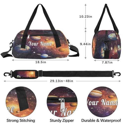 Personalized Kids Duffel Bag Galaxy Palnet Solar System,Custom Sport Gym Bag for Boys Girls,WWeekender Overnight Bags Travel Duffel Bag,Customized Kids Gift4