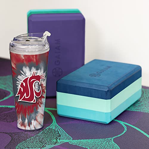 Image of Rico Industries NCAA Glitter 24oz Acrylic Glitter Tumbler with Hinged Lid, Officially Licensed Double Wall Tumbler with Straw