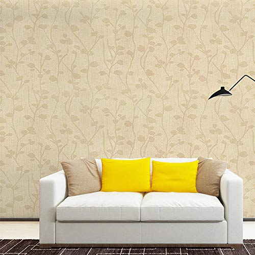 Papel Adhesivo Impermeable Y A Prueba，Papel Autoadhesivo Del Papel De La Foto, Rollo Decorativo Del Papel De La Película De Los Muebles De La Etiqueta De La Pared-Ramas Beige_Los 60Cmx20M