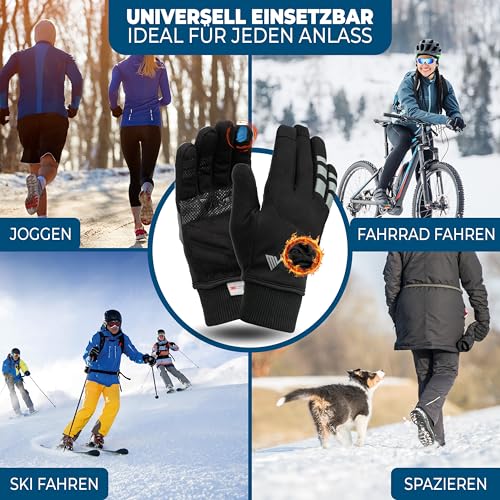 Mivelo Fahrradhandschuhe mit Thermo-Fleece und Touchscreen-Funktion