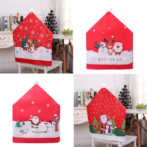 Dosolsollasol 4 pezzi Coprisedia di Natale Decorazione per la Tavola di Natale Decorazione per Coprisedia di Natale per Feste e Cene (4pcs Babbo Natale)