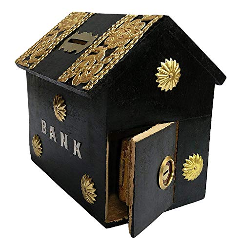 Simran Handicrafts SHOPPING ENTERPRISES Wooden Hut Shaped Money Box with Lock Piggy Bank Coin Box (B07X3TS16R) Amazon Price History, Amazon Price Tracker