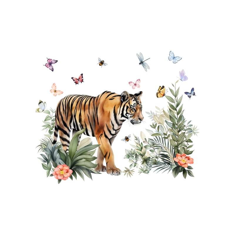 Sticker mural Tigre Tropical pour créer une ambiance de jardin botanique dans le salon