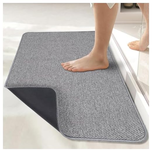 Bath Mat,Ultra Thin Bathroom Rugs,Rubber Bath Mats for Bathroom,No Slip Bath Rugs,Quick Dry,Machine Washable,Low Pile,Absorbent,Shower Outside,Sink,Home Decor Accessories.Grey,1'5"x2'3"(17x27Inch)