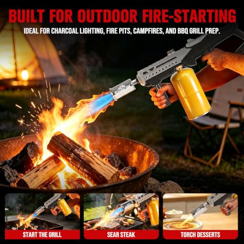 Powerful Propane Torch Gun, Adjustable Flame Thrower Gun for BBQ, Charcoal Lighter, Steak Searing, Campfire, Fire Pit, Outdoor Cooking (Tank Not Included) - image 6