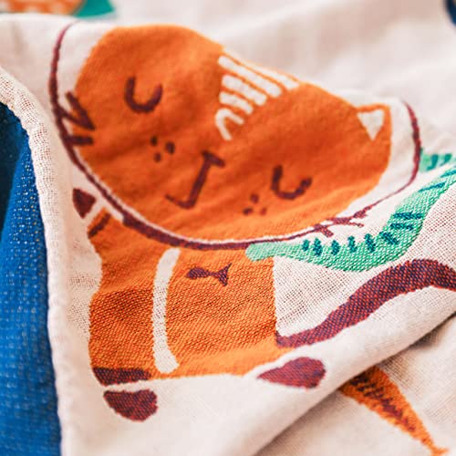 Scientific Sleep Cat Kitty Diver Submarine Fish Sea 100% Cotton Muslin Blanket Throw Cover For Bed, Couch & Sofa, Cozy Soft Lightweight Warm Bedspread Coverlet Twin 59" X 78" #TOP4