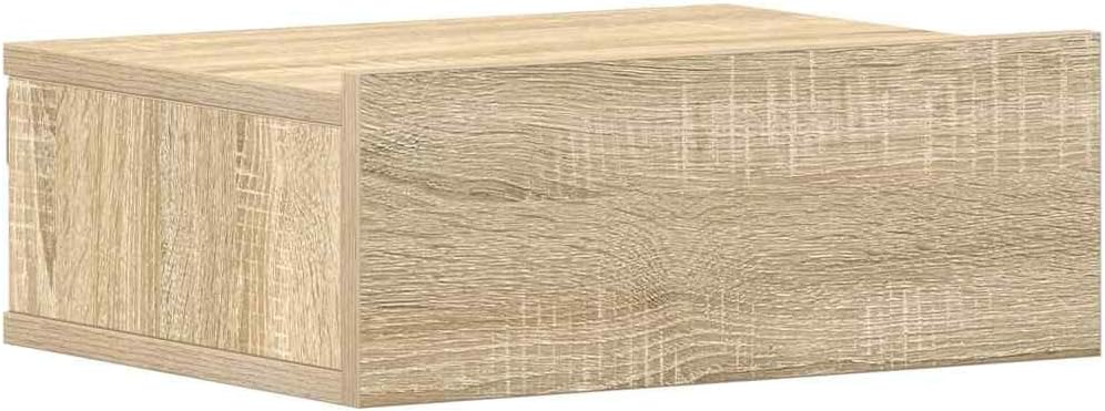 vidaXL Floating Nightstand Home Interior Bedroom Furniture Wall-mounted Bedside Table Cabinet Floating Shelf with Drawer Sonoma Oak Engineered Wood