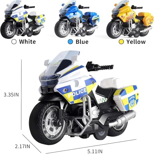 Image of FEXXA Police Motorcycle Toy - Pull Back Motorcycle Toys, Tiny Gift with Music Lighting, Latte Motorcycles Toy for Kids Boys Age 3-8 Year Old [NEW] (Moto-Fighting-Blue)