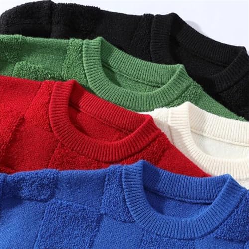 Men's Plaid Sweater Crew Neck Oversized Casual Knit Pullover Hip Hop Streetwear Fashion Top3