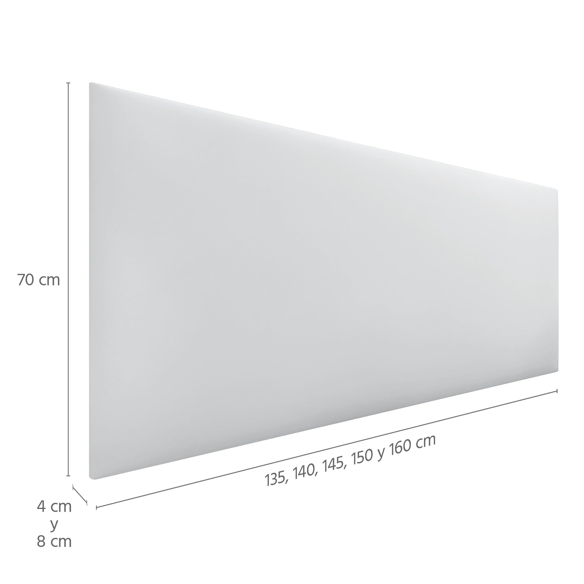 DHOME Testiera Imbottita Liscia in Similpelle Altezza 70CM Spessore 4cm e 8cm per Parete Acustica Testate Letto Pannello Fonoassorbente Camera da Letto (Similpelle Bianco, 160cm, Spessore 4cm)