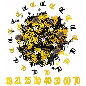 1000pcs Konfetti 70. Geburtstag Jubiläum Konfetti Gold Silber Schwarz Sterne Tisch- Konfetti 70 Jahre alt Sparkling mit…