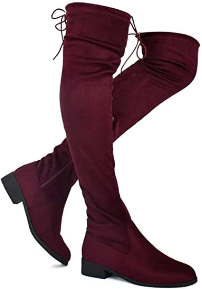 Nature Breeze Women Faux Suede Thigh High Drawstring Riding Boot FF72
