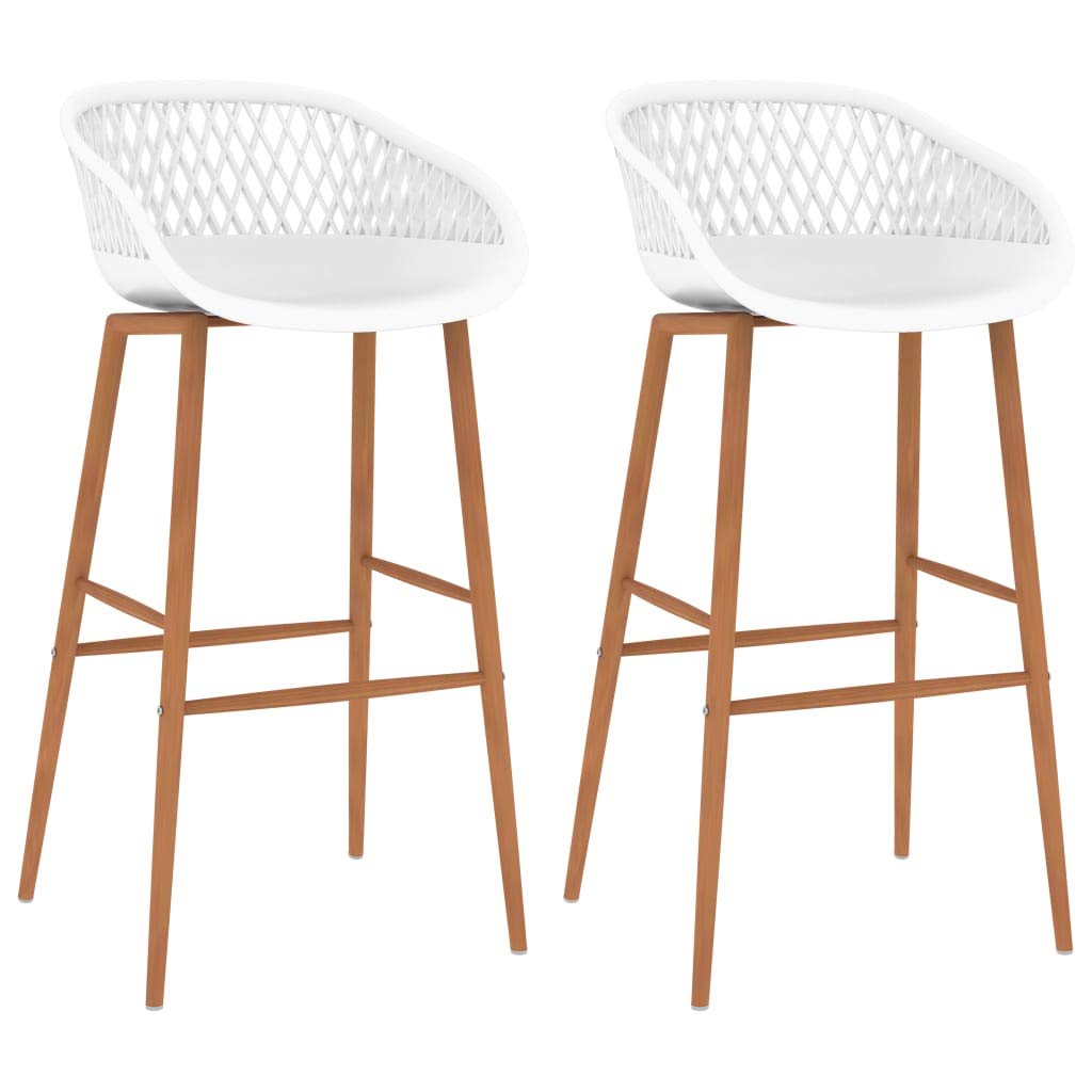 vidaXL 2X Taburetes de Cocina Muebles Interior Sillas Asientos Altas de Bar Barra Bistró Mostrador Hogar Pub Respaldo Comedor Casa Blanco